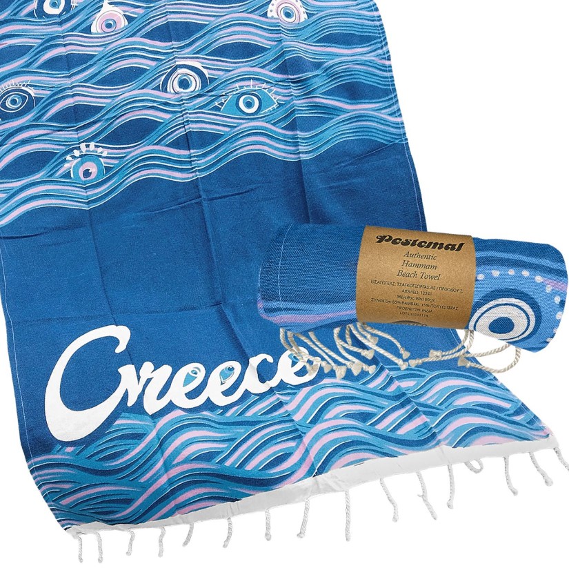 SUMMER tiempo - ΣΗΜΑΝΤΙΚΟ: Σε περίπτωση διαφοράς τιμής από το κατάστημα ισχύει παντα και μόνο η τιμή του καταστήματος Πετσέτα Θαλάσσης Pestemal Βαμβακερή Μάτι 90x180εκ. Summ